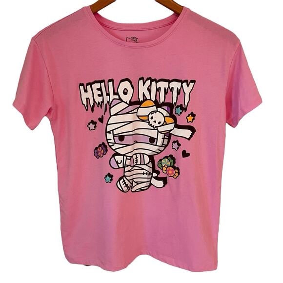Hello Kitty Halloween Mummy T-Shirt Pink Juniors XL Sparkle Graphic Tee Sanrio - Picture 1 of 5